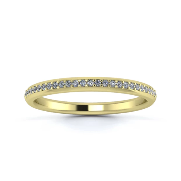 18K Yellow Gold 2mm Half Grain Diamond Set Ring