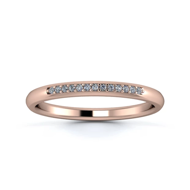 18K Rose Gold 2mm Quarter Grain Diamond Set Ring