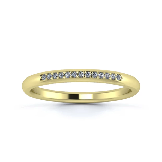 18K Yellow Gold 2mm Quarter Grain Diamond Set Ring