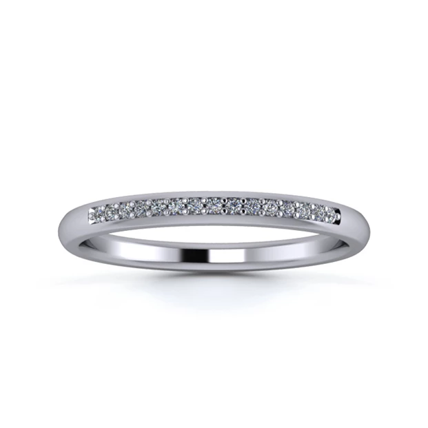 18K White Gold 2mm One Third Grain Diamond Set Ring