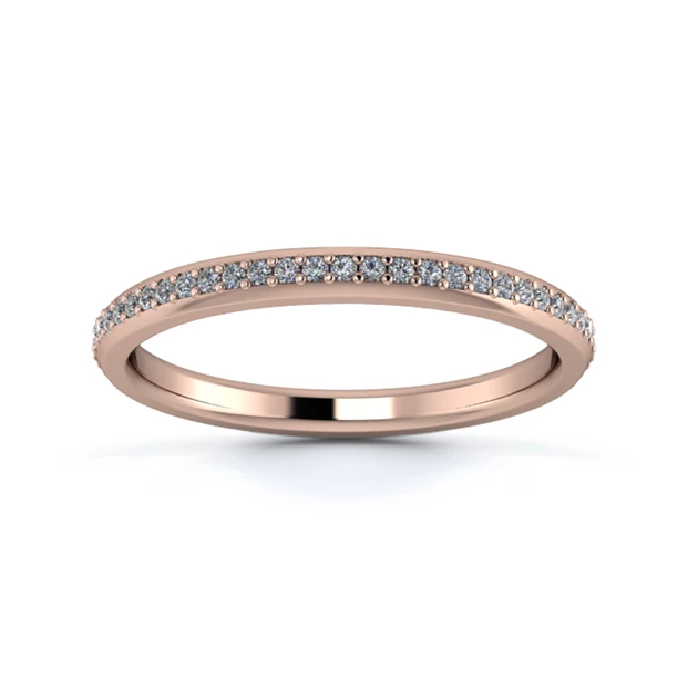 18K Rose Gold 2mm Three Quarters Grain Diamond Set Ring