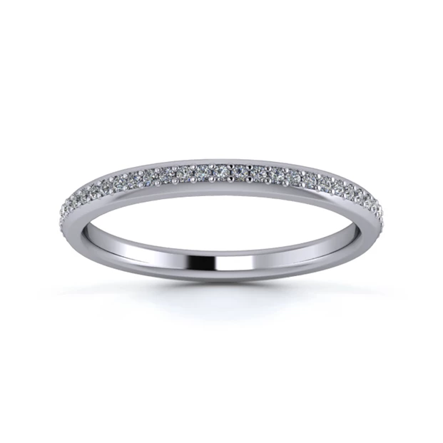 Platinum 2mm Three Quarters Grain Diamond Set Ring