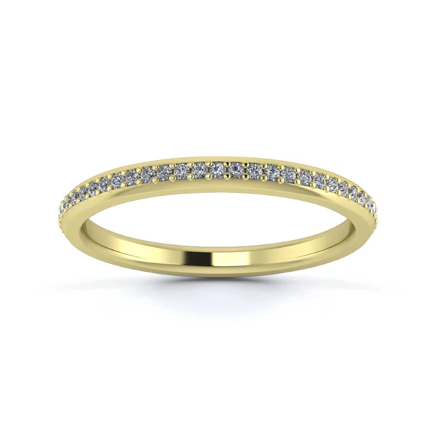 18K Yellow Gold 2mm Three Quarters Grain Diamond Set Ring