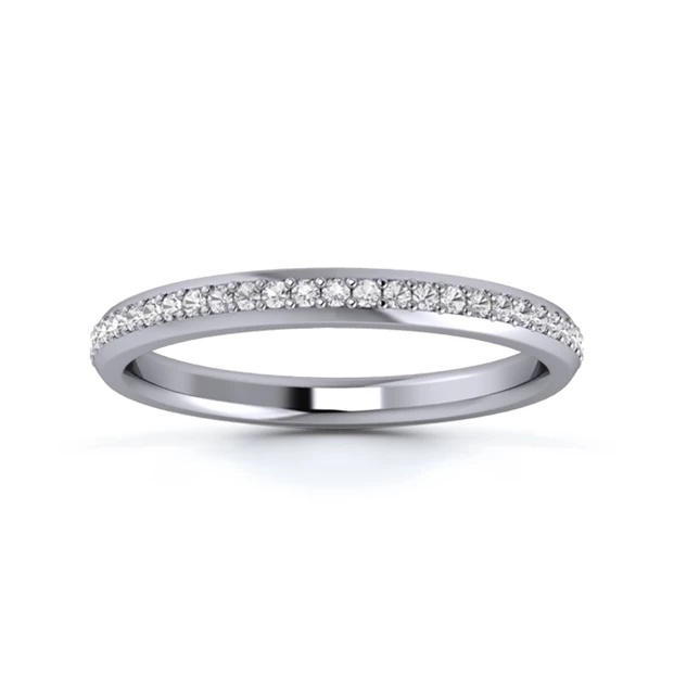 18K White Gold 2.2mm Full Grain Diamond Set Ring