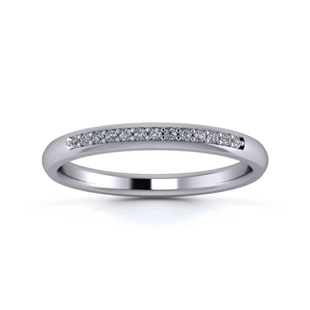 18K White Gold 2.2mm Quarter Grain Diamond Set Ring