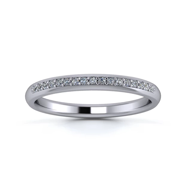 Platinum Grain 2.2mm One Third Diamond Set Ring