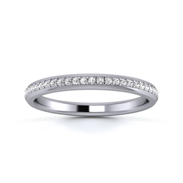 Platinum 2.2mm Three Quarters Grain Diamond Set Ring