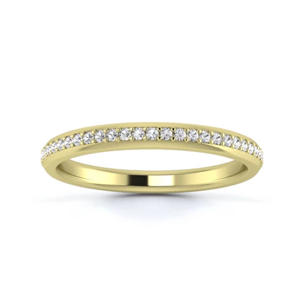 18K Yellow Gold 2.2mm Three Quarters Grain Diamond Set Ring