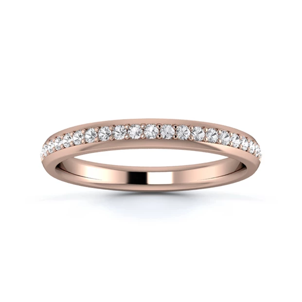 18K Rose Gold 2.5mm Half Grain Diamond Set Ring