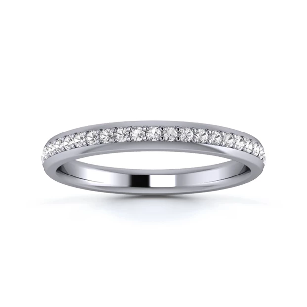 Platinum 2.5mm Half Grain Diamond Set Ring