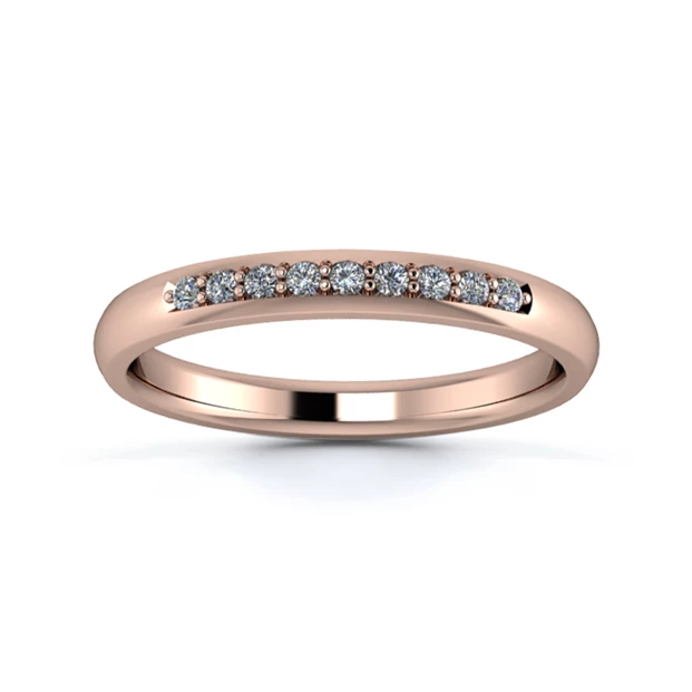 18K Rose Gold 2.5mm Quarter Grain Diamond Set Ring