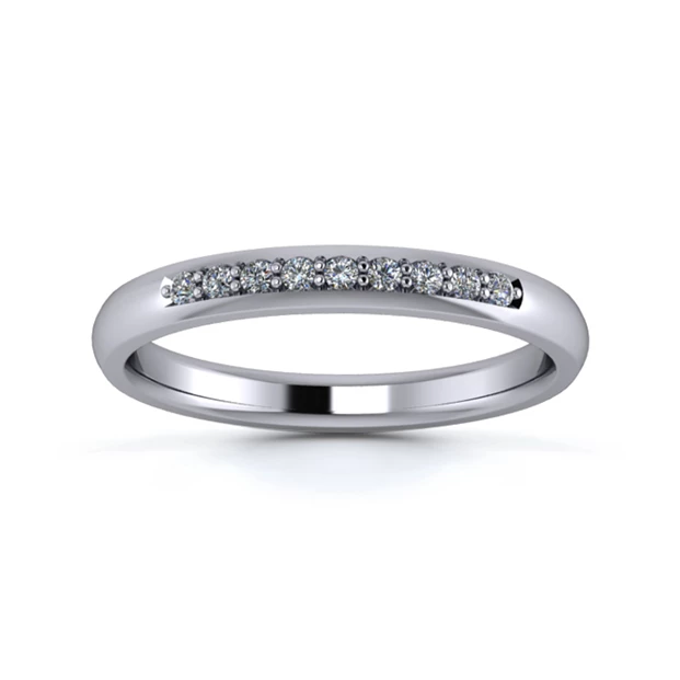 Platinum 2.5mm Quarter Grain Diamond Set Ring