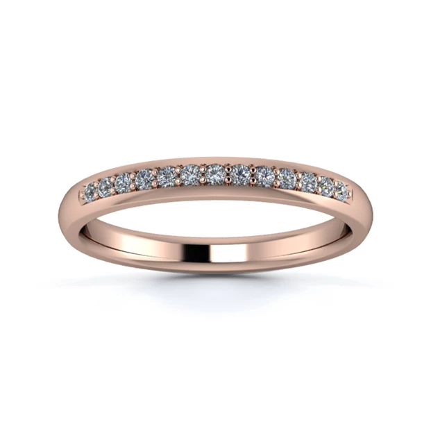 18K Rose Gold 2.5mm One Third Grain Diamond Set Ring