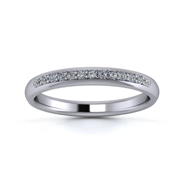 18K White Gold 2.5mm One Third Grain Diamond Set Ring