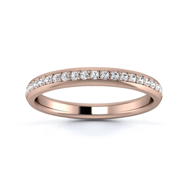 18K Rose Gold 2.5mm Three Quarters Grain Diamond Set Ring