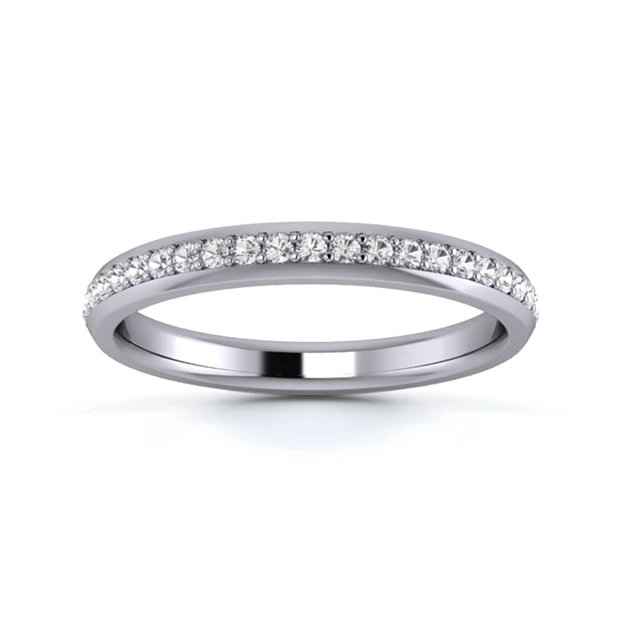 18K White Gold 2.5mm Three Quarters Grain Diamond Set Ring