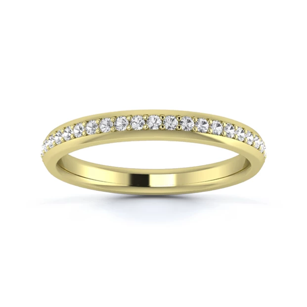 18K Yellow Gold 2.5mm Three Quarters Grain Diamond Set Ring