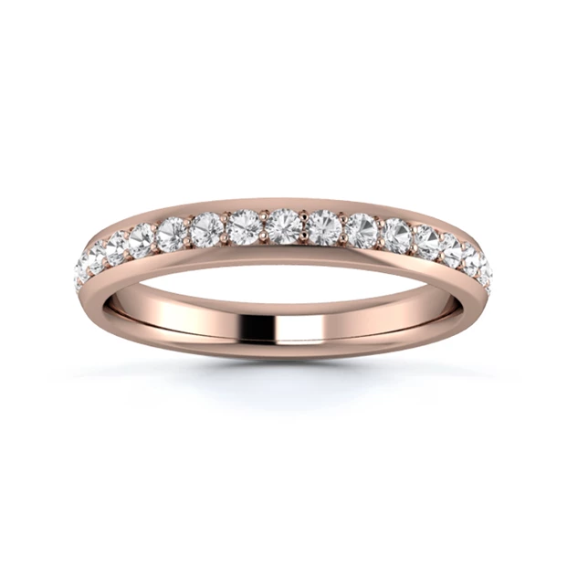 18K Rose Gold 3mm Full Grain Diamond Set Ring