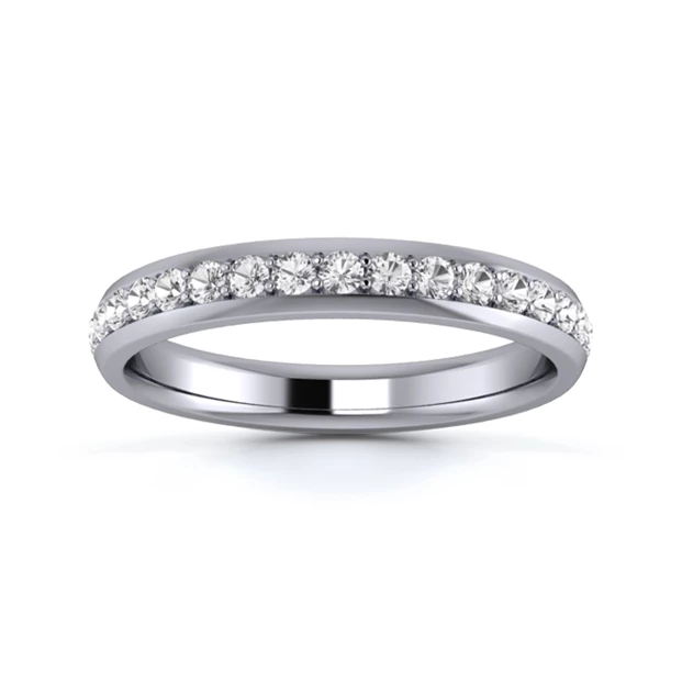 Platinum 3mm Full Grain Diamond Set Ring