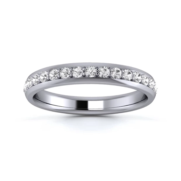 18K White Gold 3mm Half Grain Diamond Set Ring