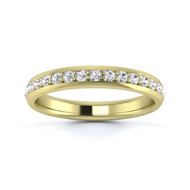 18K Yellow Gold 3mm Half Grain Diamond Set Ring