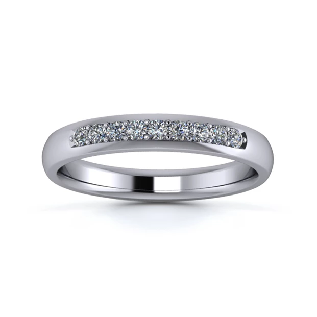 Platinum 3mm Quarter Grain Diamond Set Ring