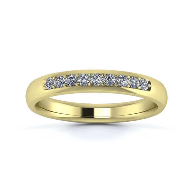 18K Yellow Gold 3mm Quarter Grain Diamond Set Ring