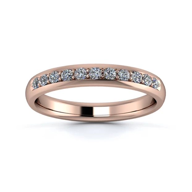 18K Rose Gold 3mm One Third Grain Diamond Set Ring