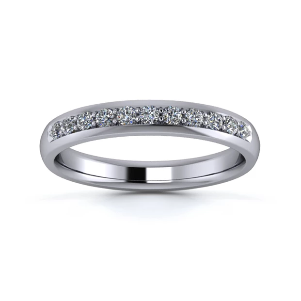 18K White Gold 3mm One Third Grain Diamond Set Ring