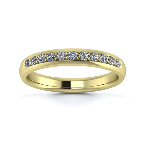 18K Yellow Gold 3mm One Third Grain Diamond Set Ring