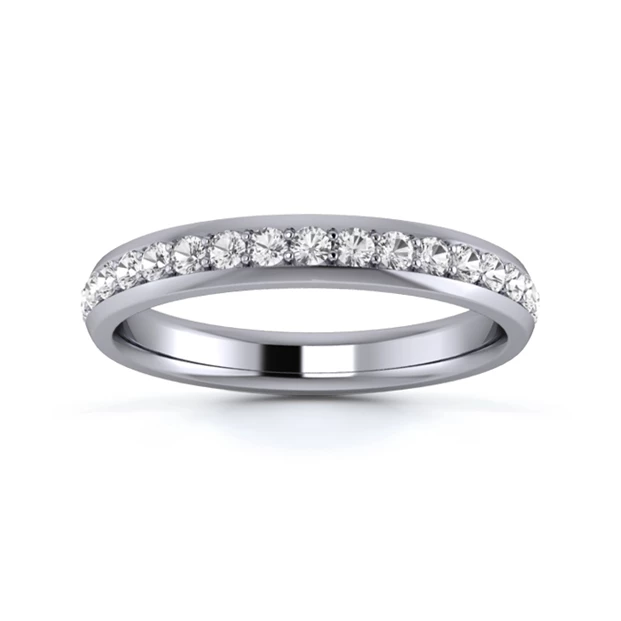 Platinum 3mm Three Quarters Grain Diamond Set Ring