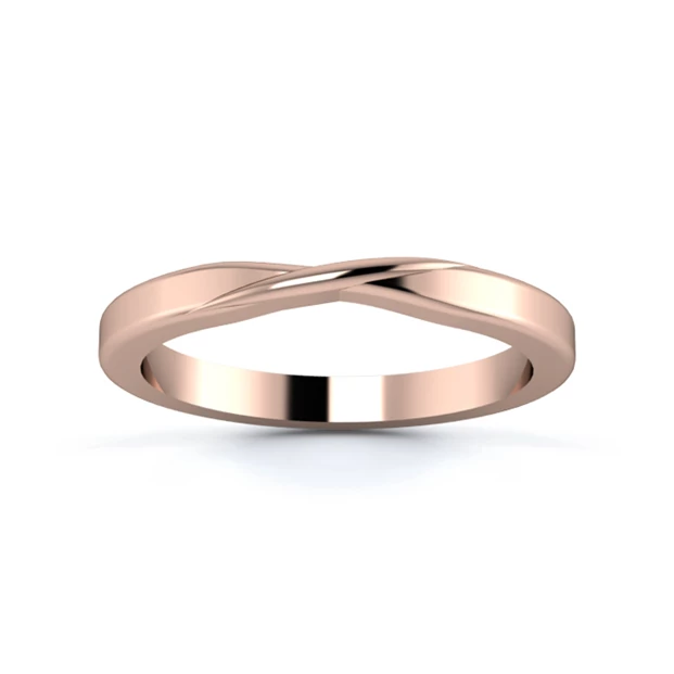 18K Rose Gold 2.2mm Ribbon Wedding Ring