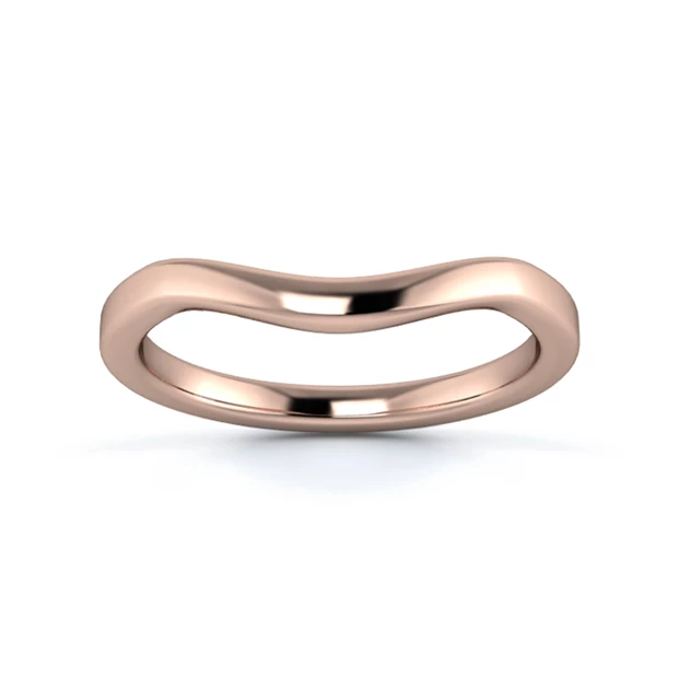 18K Rose Gold 2mm Dramatic Wave Wedding Ring