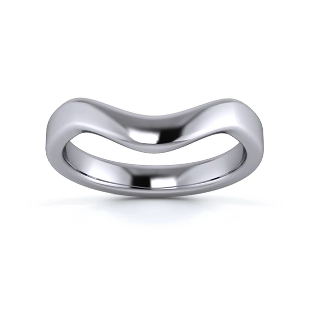 18K White Gold 3mm Dramatic Wave Wedding Ring