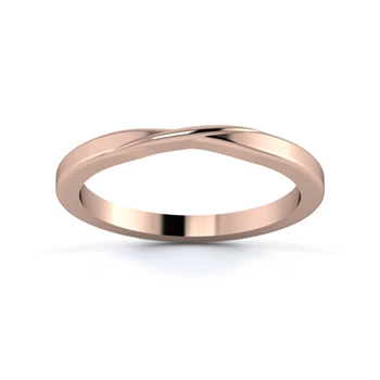 18K Rose Gold 2mm Ribbon Wedding Ring