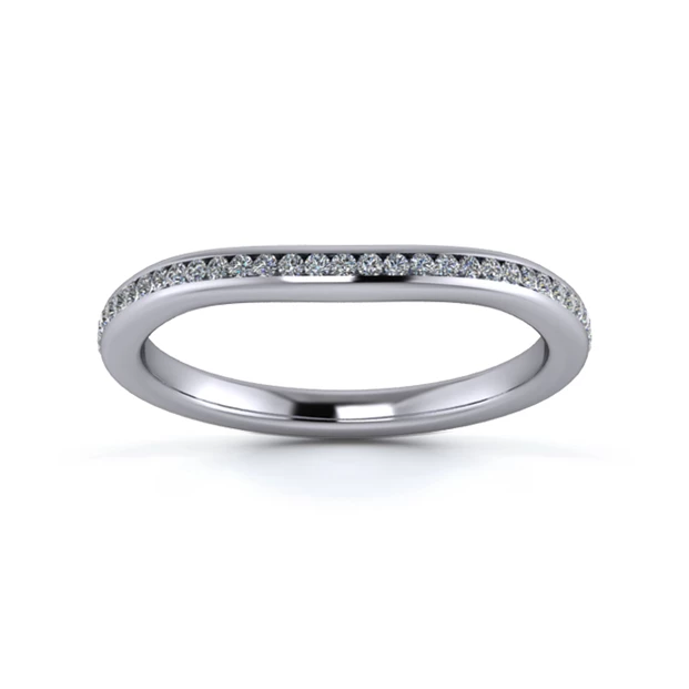 18K White Gold 2mm Slight Wave Half Channel Diamond Set Ring