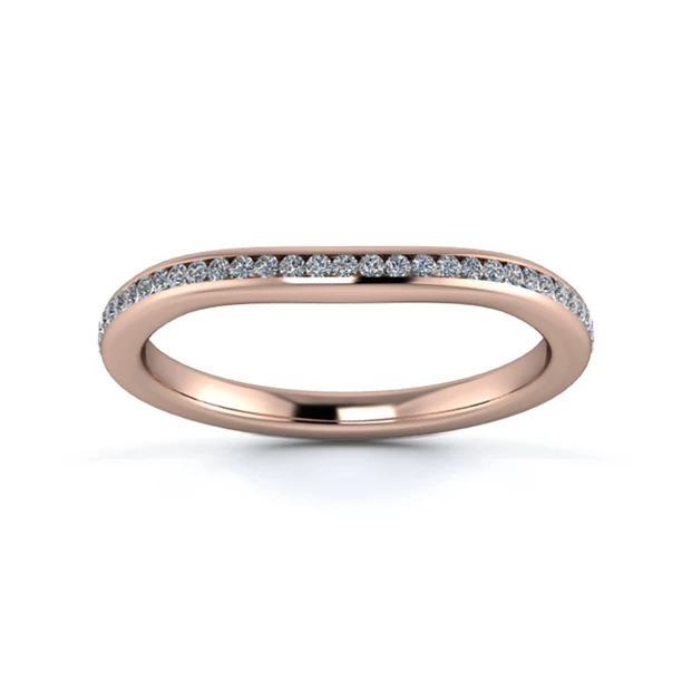 18K Rose Gold 2mm Slight Wave Half Channel Diamond Set Ring