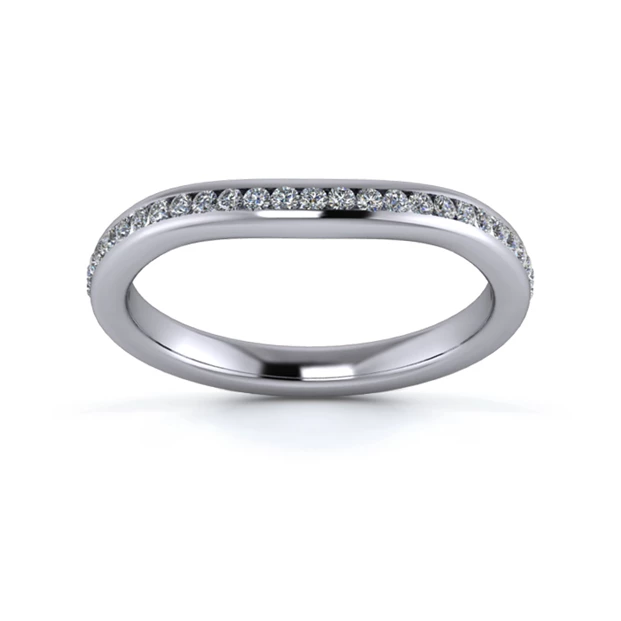 18K White Gold 2.2mm Slight Wave Half Channel Diamond Set Ring