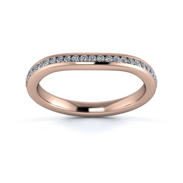 18K Rose Gold 2.2mm Slight Wave Half Channel Diamond Set Ring