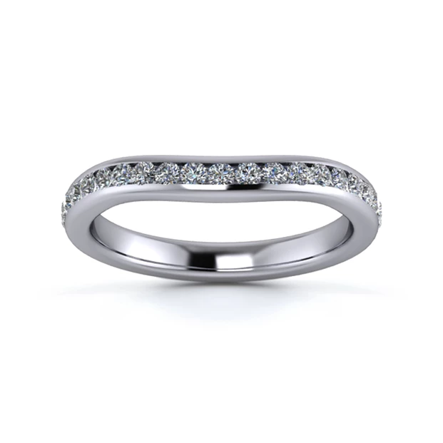 Platinum 2.5mm Slight Wave Half Channel Diamond Set Ring