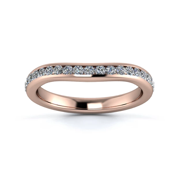 18K Rose Gold 2.5mm Slight Wave Half Channel Diamond Set Ring