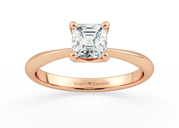 One Carat Asscher Solitaire Diamond Engagement Ring in 18K Rose Gold