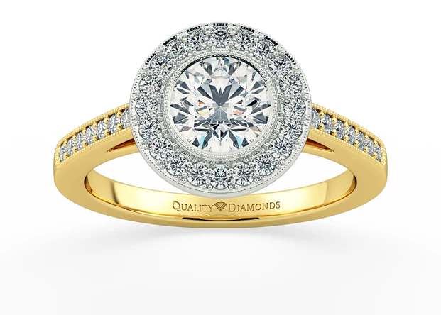 Diamond Set Round Brilliant Dante Diamond Ring in 18K Yellow Gold