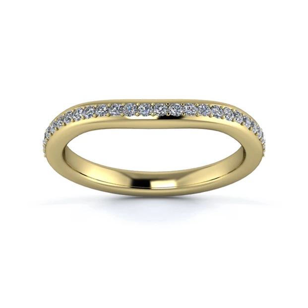 18K Yellow Gold 2.2mm Slight Wave Half Grain Diamond Set Ring