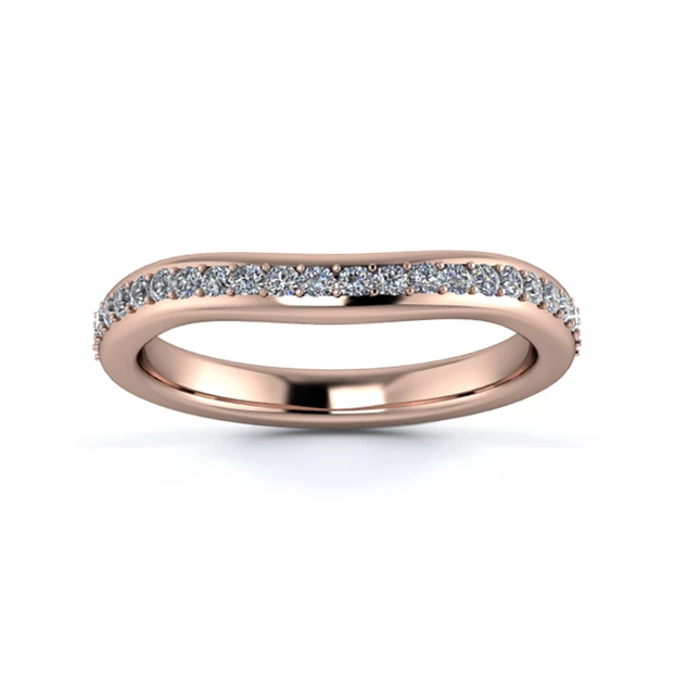 18K Rose Gold 2.5mm Slight Wave Half Grain Diamond Set Ring