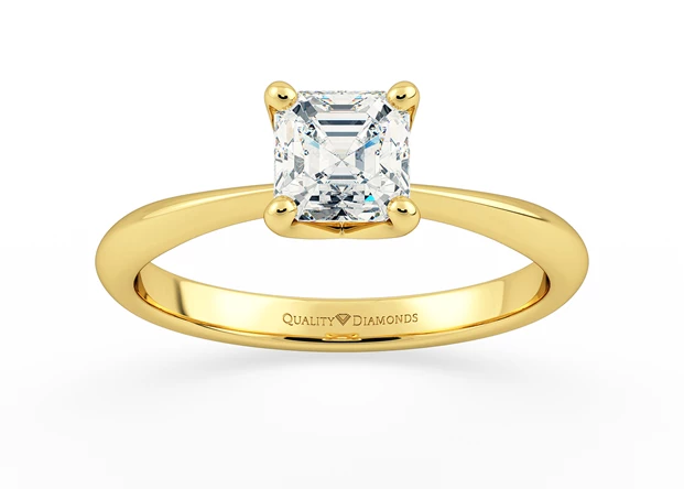 Two Carat Asscher Solitaire Diamond Engagement Ring in 18K Yellow Gold