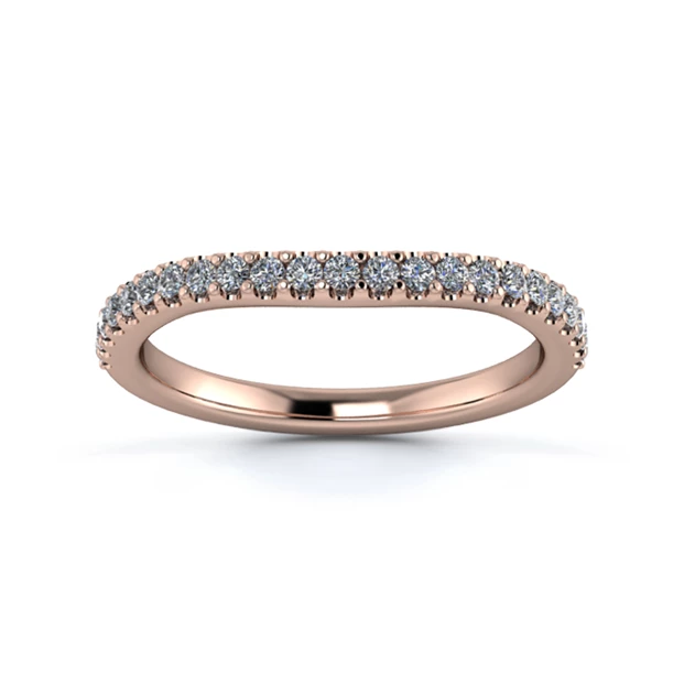 18K Rose Gold 2mm Slight Wave Half Micro Diamond Set Ring