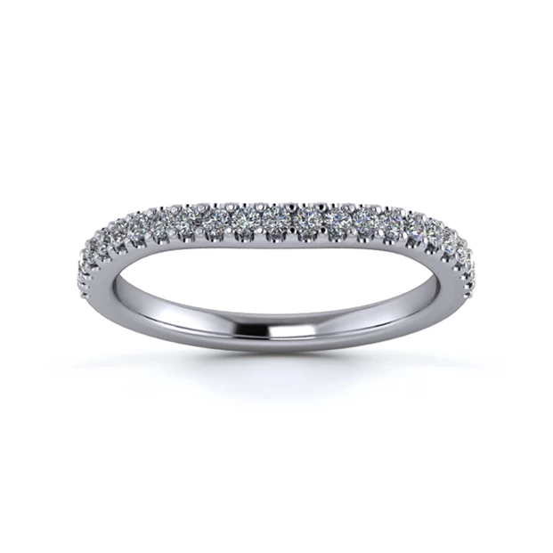 Platinum 2mm Slight Wave Half Micro Diamond Set Ring