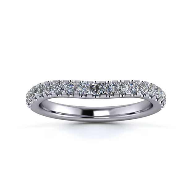 Platinum 2.2mm Slight Wave Half Micro Diamond Set Ring