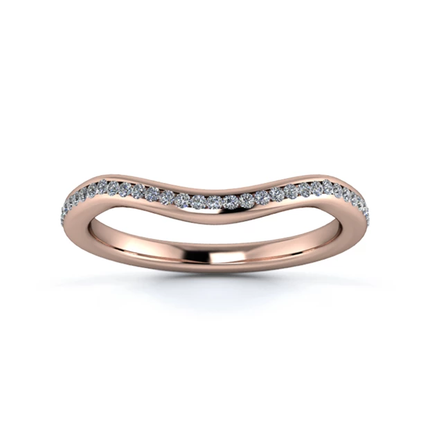 18K Rose Gold 2mm Dramatic Wave Half Channel Diamond Set Ring